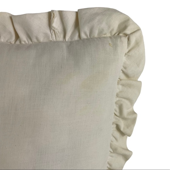 Vintage Boho Handmade Floral Embroidered Cream Accent Pillow 12” Cottage-core - Picture 11 of 16